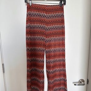 Zigzag print wide leg pant - Zara - Brown/burgundy/red - Size S